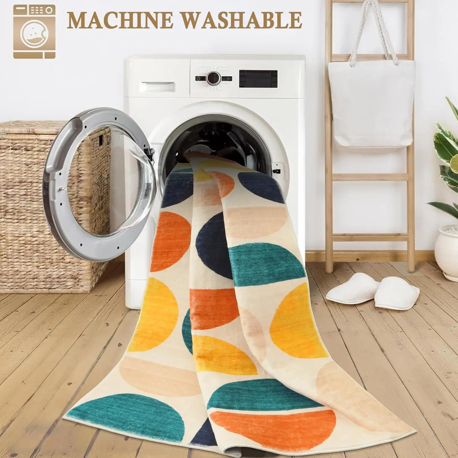 Lahome Boho Runner Rug Non Slip, 2x6 Soft Hallway Runner Rug for Bathroom, Modern Washable Runner Rug Non Shedding Carpet Rug for Entryway Kitchen Bedroom Laundry Room (Blue/Mulit,2'x6')