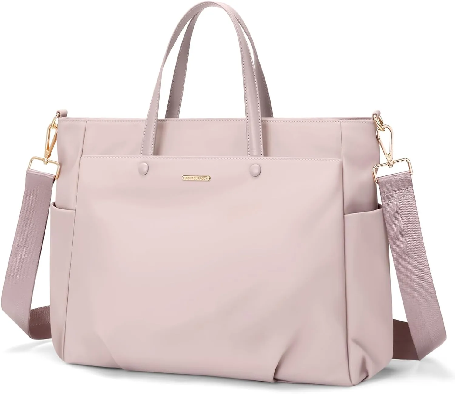 Laptop Tote Bag 15 Inch, Computer Shoulder Bag Large Work Tote Bag for Women, Laptop Carrying Case Stylish Handbag for Business Travel (Pinkish Grey)