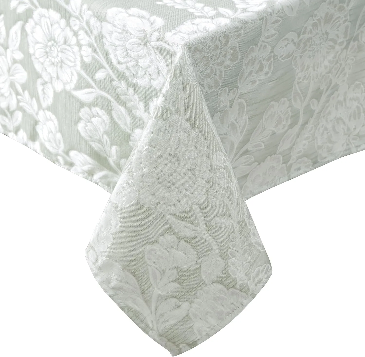 Laura Ashley Annaleigh Tablecloth Jacquard Fabric, Wrinkle Resistant for Dining, Holiday, Party, Wedding or Banquet, 60" x 84", Sage