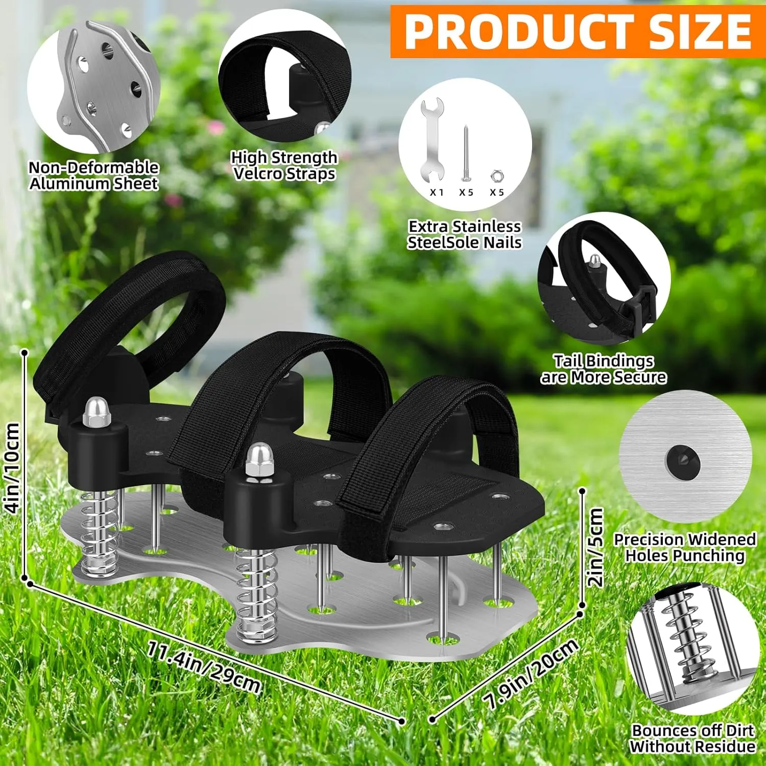 Lawn Aerator Shoes for Grass - Aerator Lawn Tool, Double Layer Shoes with Spiked Bottom and Upgrade Aluminum base,Adjustable Strap for Secure Fit Automatically Clears Leaves and Dirt for Garden