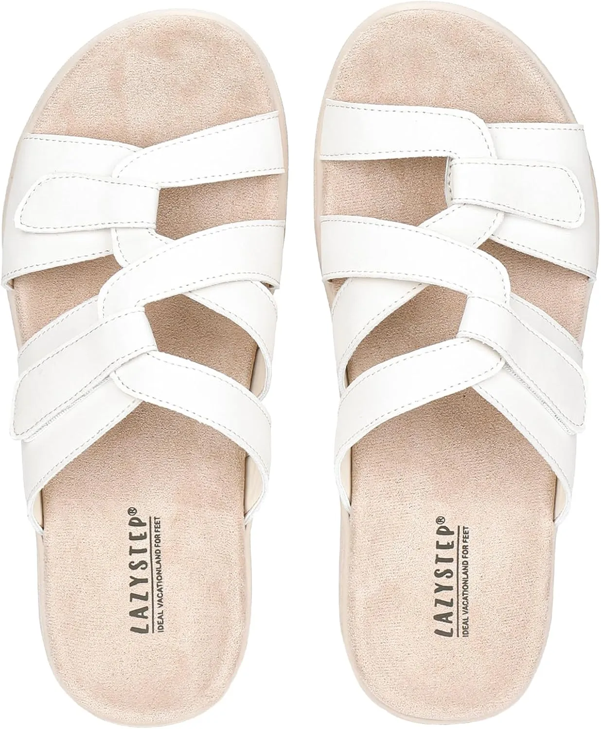 LazyStep Women's Orthotic Slide Sandals with Arch Support & Adjustable Straps