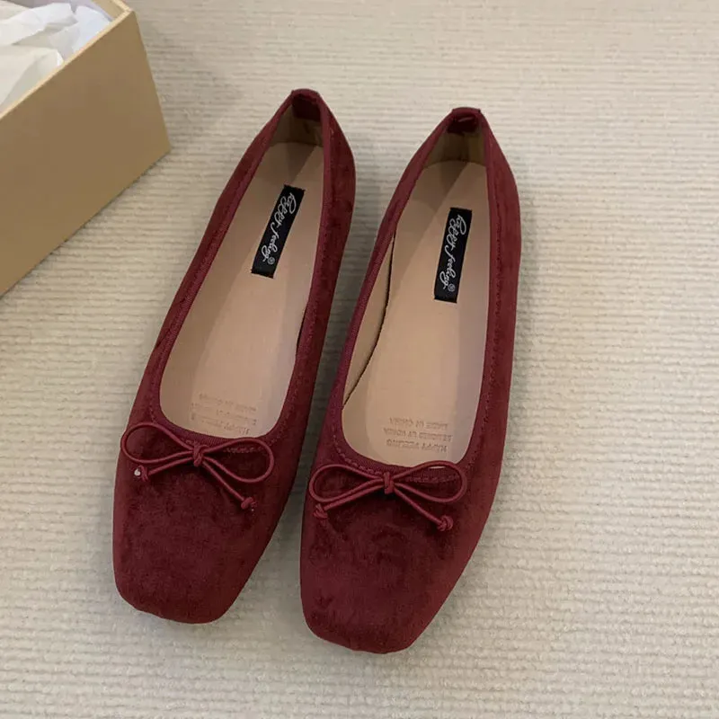 LBSFY  -  2024 Spring New Red Women Flat Shoes Fashion Round Toe Shallow Slip On Ballerinas Shoes Soft Flat Heel Casual Ballet Shoes