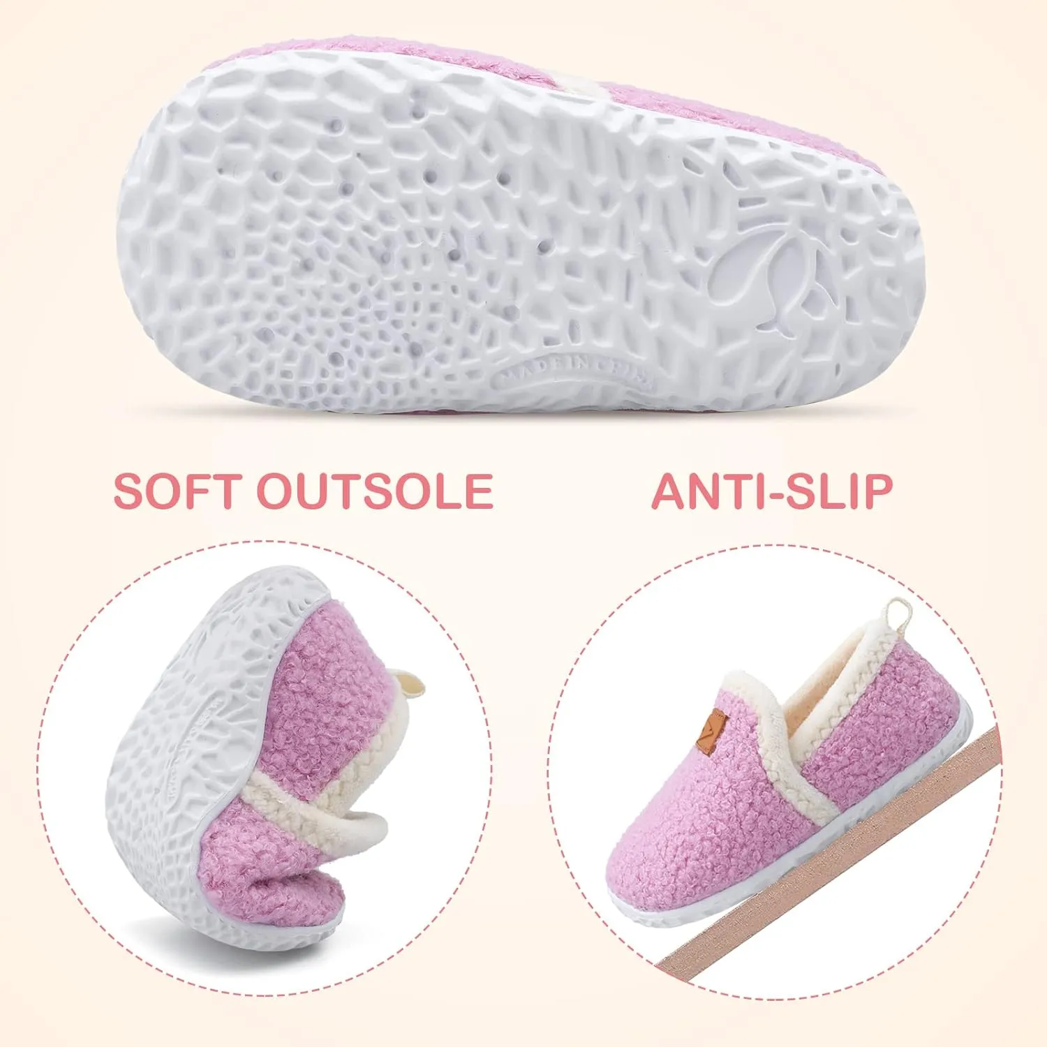 Lefflow Toddler Slippers Boys Girls House Shoes Slip on Baby Sock Shoes Lightweight Outdoor Walking Shoes