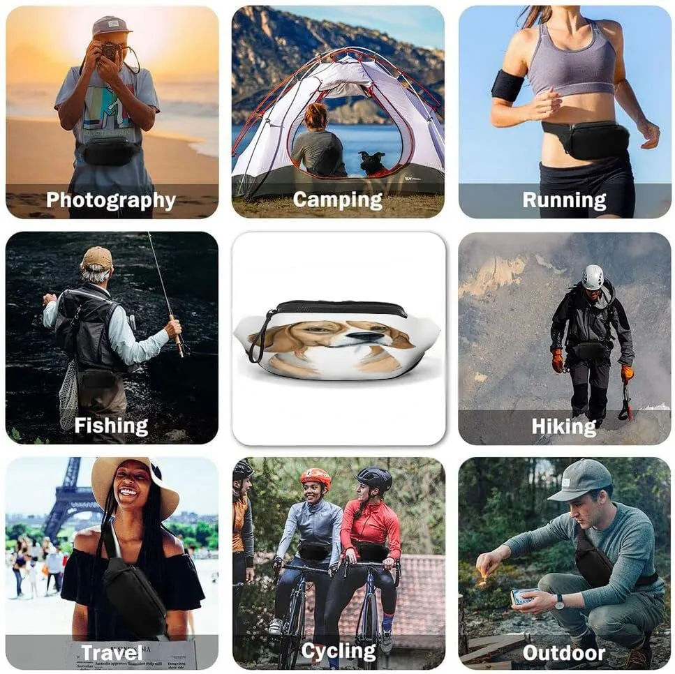 Leisure Sports Crossbody Fanny Pack Waist Bag For Women Men Cute Beagle Doggy Angry Portrait Cartoon Art Wallets Belt Bag With Earphone Jack Zipper Bag Phone Bag For Outdoor