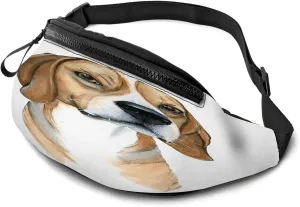 Leisure Sports Crossbody Fanny Pack Waist Bag For Women Men Cute Beagle Doggy Angry Portrait Cartoon Art Wallets Belt Bag With Earphone Jack Zipper Bag Phone Bag For Outdoor