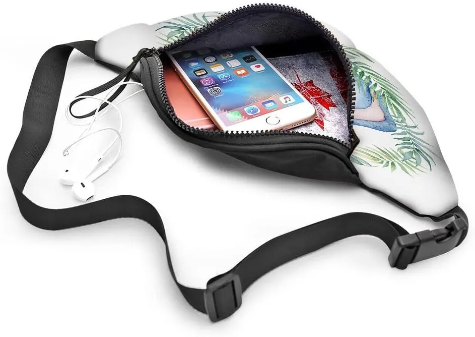 Leisure Sports Crossbody Fanny Pack Waist Bag For Women Men Flowers Circle Surround Cute Elephant Leaf Blue Wreath Wallets Belt Bag With Earphone Jack Zipper Bag Phone Bag For Outdoor