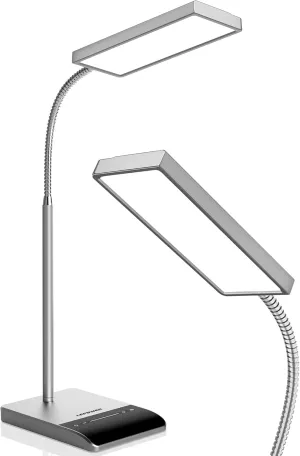 LEPOWER Desk Lamp, 800LM LED Lamp for Home Office, 12W Reading Lamp for Desk, Eye-Caring Light, Touch Table Lamp, Gooseneck Lamp, 50 Lighting Modes, Bright Desk Lamps for Bedroom, Study (Grey)