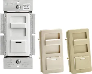 Leviton IllumaTech Dimmer Switch for 0-10V LED, Mark 7 Florescent Ballasts, wth LED Locator Light, IP710-DLZ, White with Ivory and Light Almond Faceplates