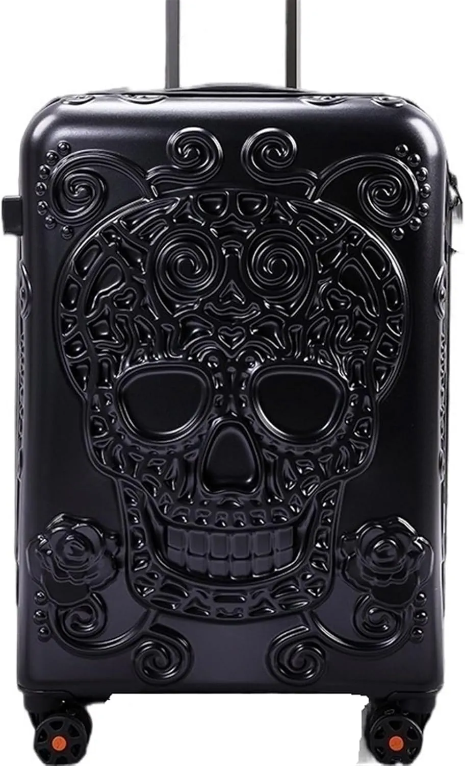 Lightweight Carry on Suitcase 20" 24" New Skull Travel Luggage Bag Cabin Kinder Trolley Suitcase On Wheels Hard Shell Suitcase,Hard Case for Travel(Black,24")