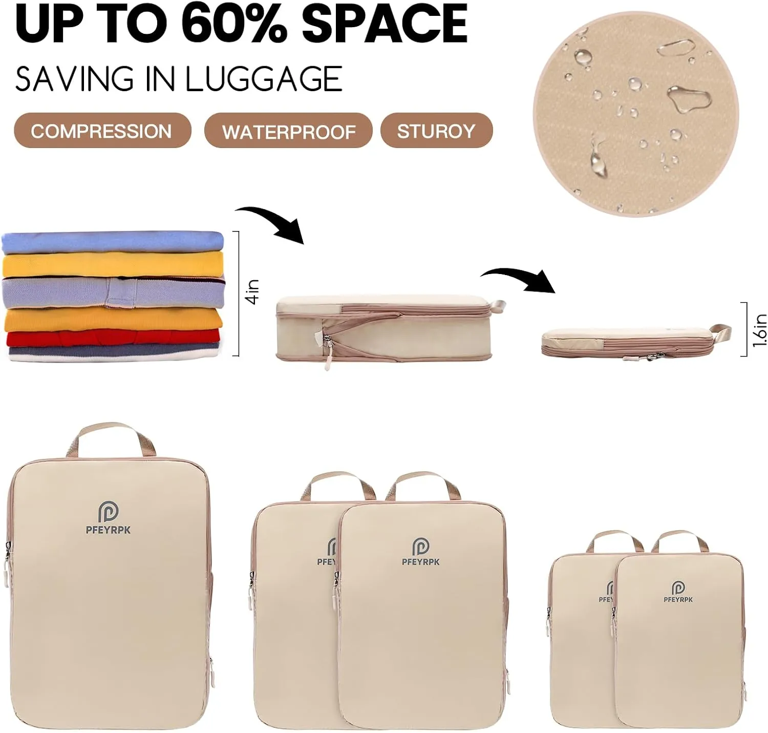 Lightweight Compression Packing Cubes for Suitcases, Compressible Expandable Travel Packing Organizer with Clear Toiletries and Backpack Bag, Travel Essentials for Carry on Luggage 7 Set