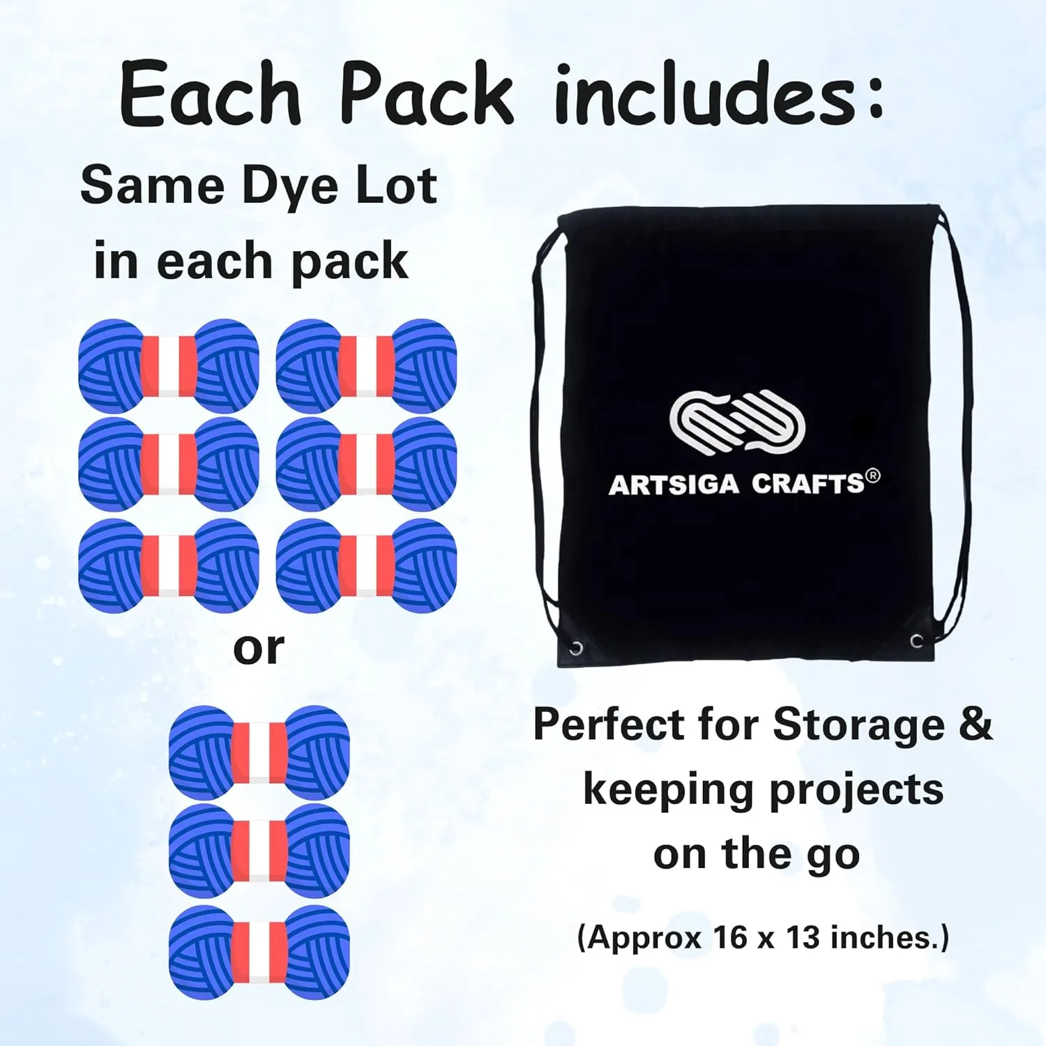 Lion Brand Feels Like Butta Ice 215-106 (3-Skeins - Same Dye Lot) Worsted Medium #4 Polyester Yarn for Crocheting and Knitting with Project Bag