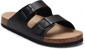 Litfun Women's Cork Footbed Sandal Summer Slip On Slide Sandals with Adjustable Buckle