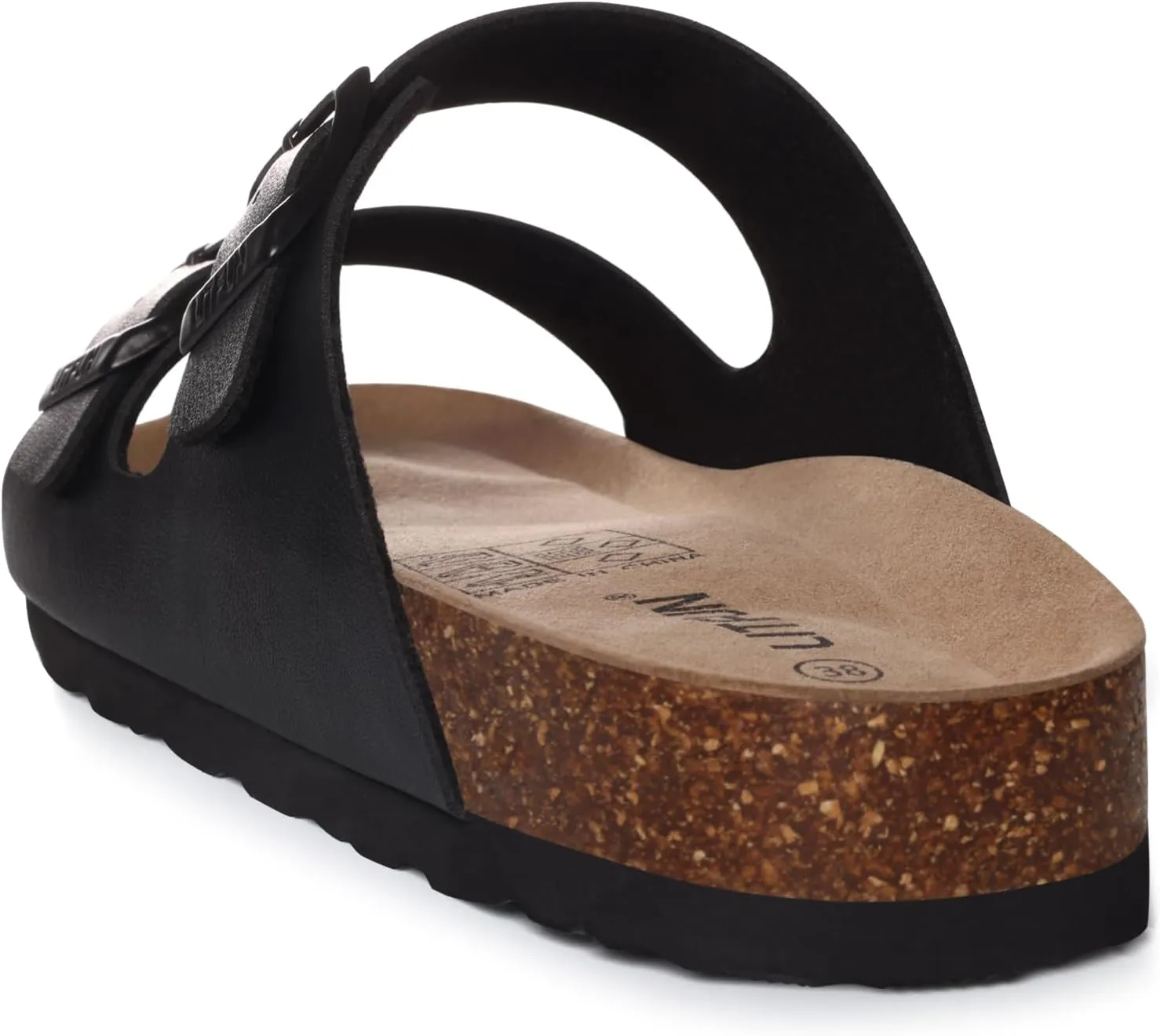 Litfun Women's Cork Footbed Sandal Summer Slip On Slide Sandals with Adjustable Buckle