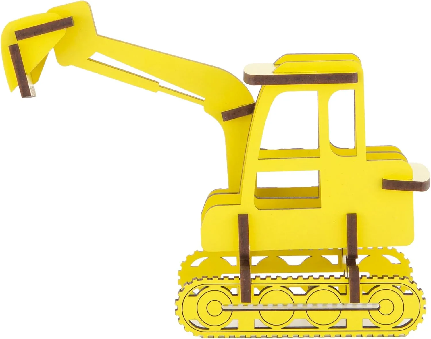 Little & Wood: Woodlet: Medium - Digger - Yellow, 3D Wooden Kit-Set, Construction Vehicle Puzzle, Easy Assembly Model, Pop Build Fun, Ages 6 