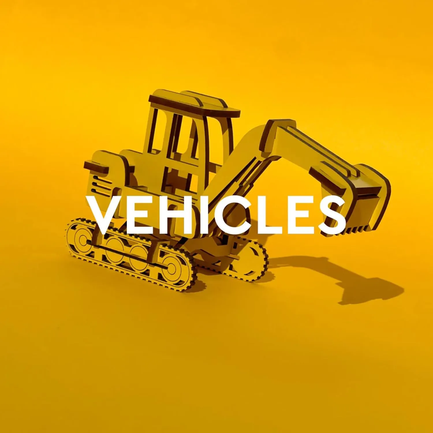 Little & Wood: Woodlet: Medium - Digger - Yellow, 3D Wooden Kit-Set, Construction Vehicle Puzzle, Easy Assembly Model, Pop Build Fun, Ages 6 