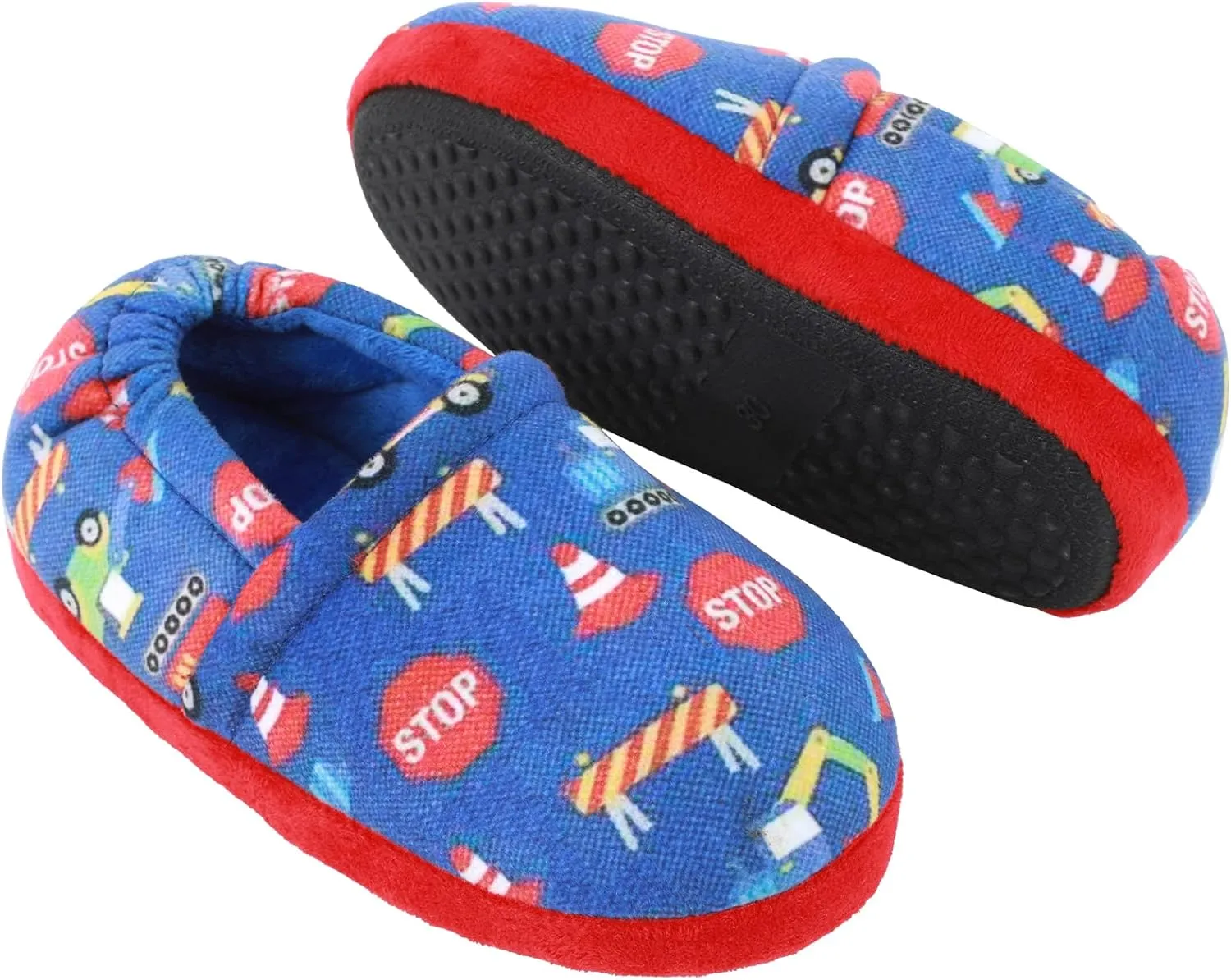 Little Kids Big Boys House Slippers, Kids Warm Slip On Home Slippers with Soft Memory Foam Cute Winter Nonslip Indoor Shark Dinosaur Soccer Dog Slippers