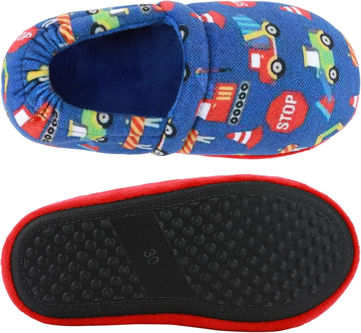 Little Kids Big Boys House Slippers, Kids Warm Slip On Home Slippers with Soft Memory Foam Cute Winter Nonslip Indoor Shark Dinosaur Soccer Dog Slippers