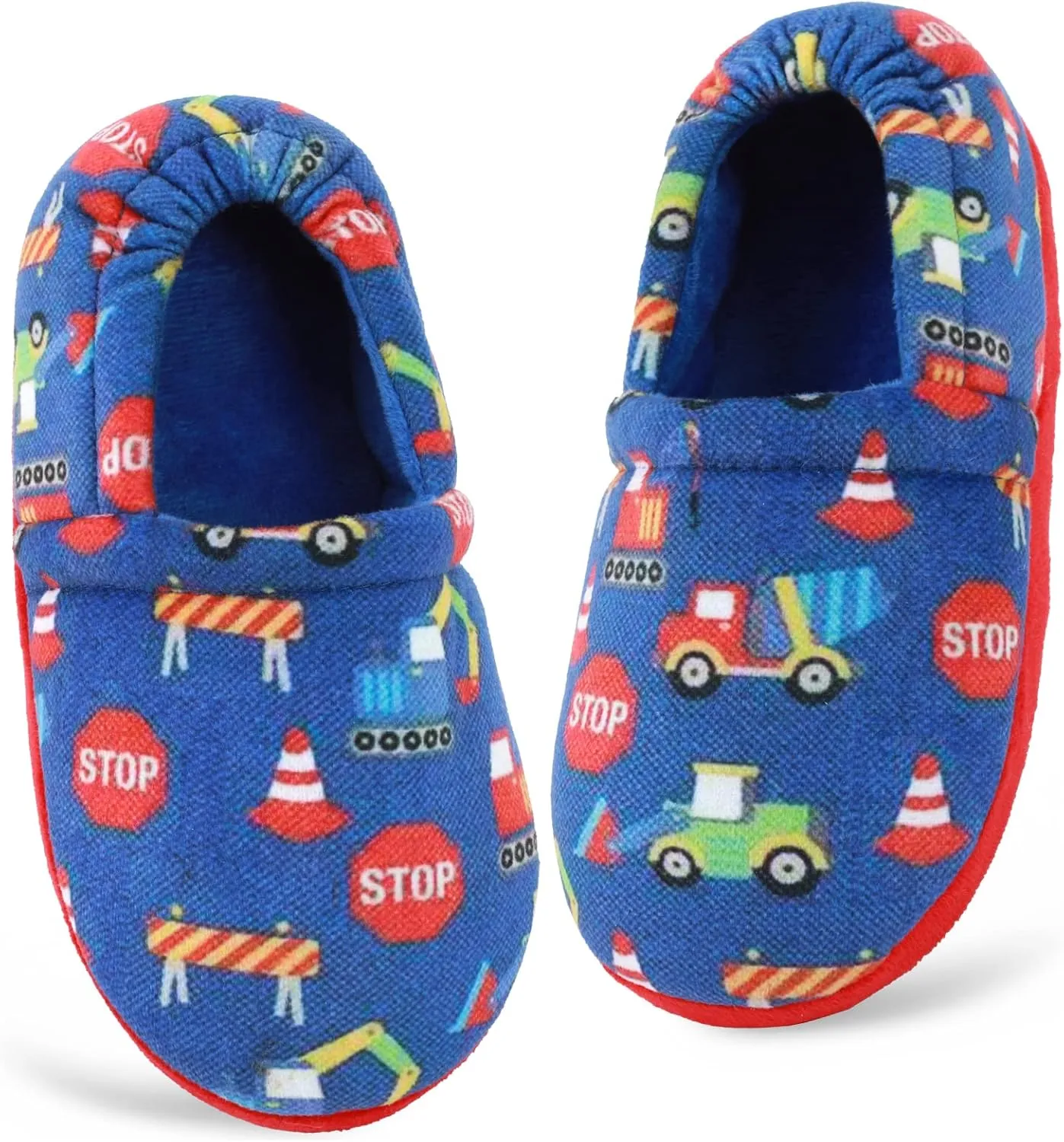 Little Kids Big Boys House Slippers, Kids Warm Slip On Home Slippers with Soft Memory Foam Cute Winter Nonslip Indoor Shark Dinosaur Soccer Dog Slippers