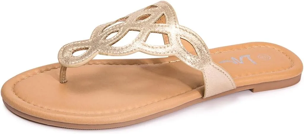 LM Women's Thong Sandals T-Strap Sandals Slip On Flat Sandals Flip Flop Casual Summer Slide Sandals