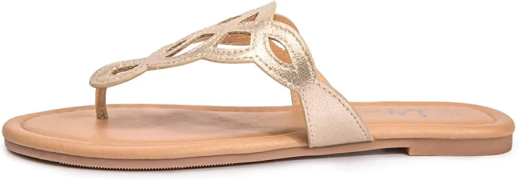 LM Women's Thong Sandals T-Strap Sandals Slip On Flat Sandals Flip Flop Casual Summer Slide Sandals