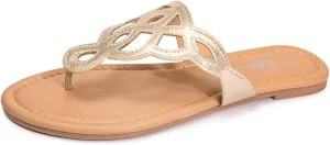 LM Women's Thong Sandals T-Strap Sandals Slip On Flat Sandals Flip Flop Casual Summer Slide Sandals