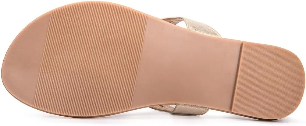 LM Women's Thong Sandals T-Strap Sandals Slip On Flat Sandals Flip Flop Casual Summer Slide Sandals