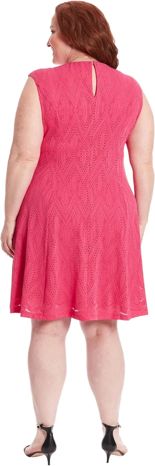 London Times Keyhole Neck Fit and Flare Summer Casual Dresses for Women