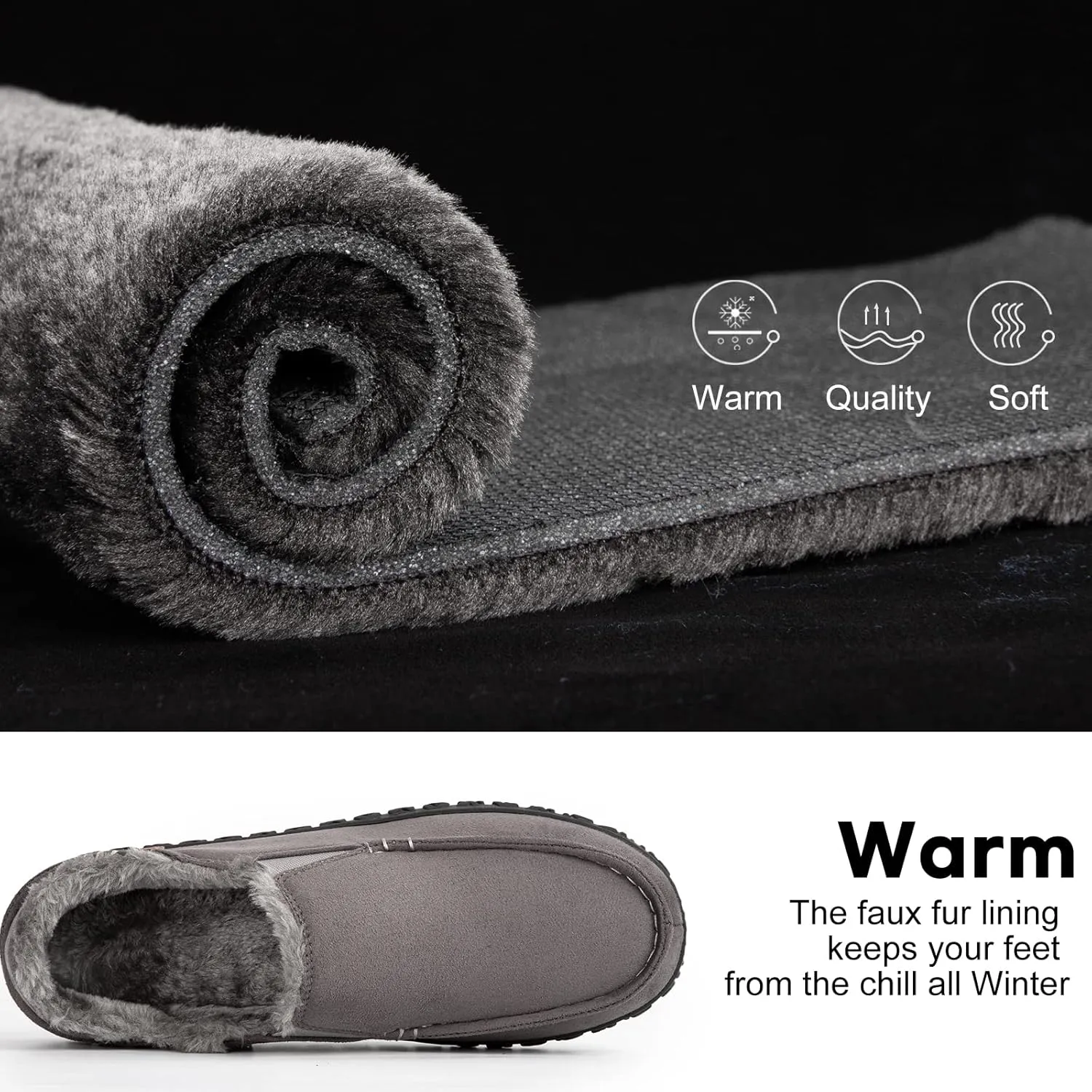 LongBay Men's Moccasin Slippers Cozy Breathable Memory Foam House Shoes for Indoor Outdoor