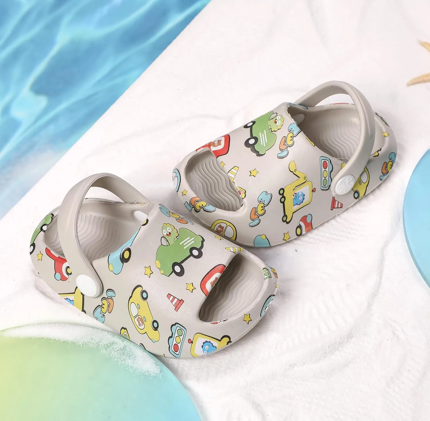 LONSOEN Kids Summer Clogs Boys Girls Slide Sandals Adjustable Toddler Indoor Outdoor Slippers Children Beach Pool Shoes