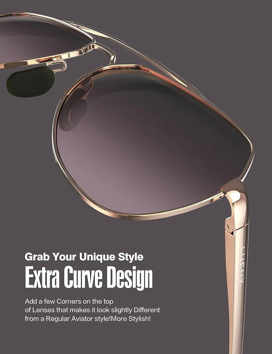 LUENX Aviator Sunglasses for Men Women Polarized New Shades Large Metal Frame - UV 400 Protection