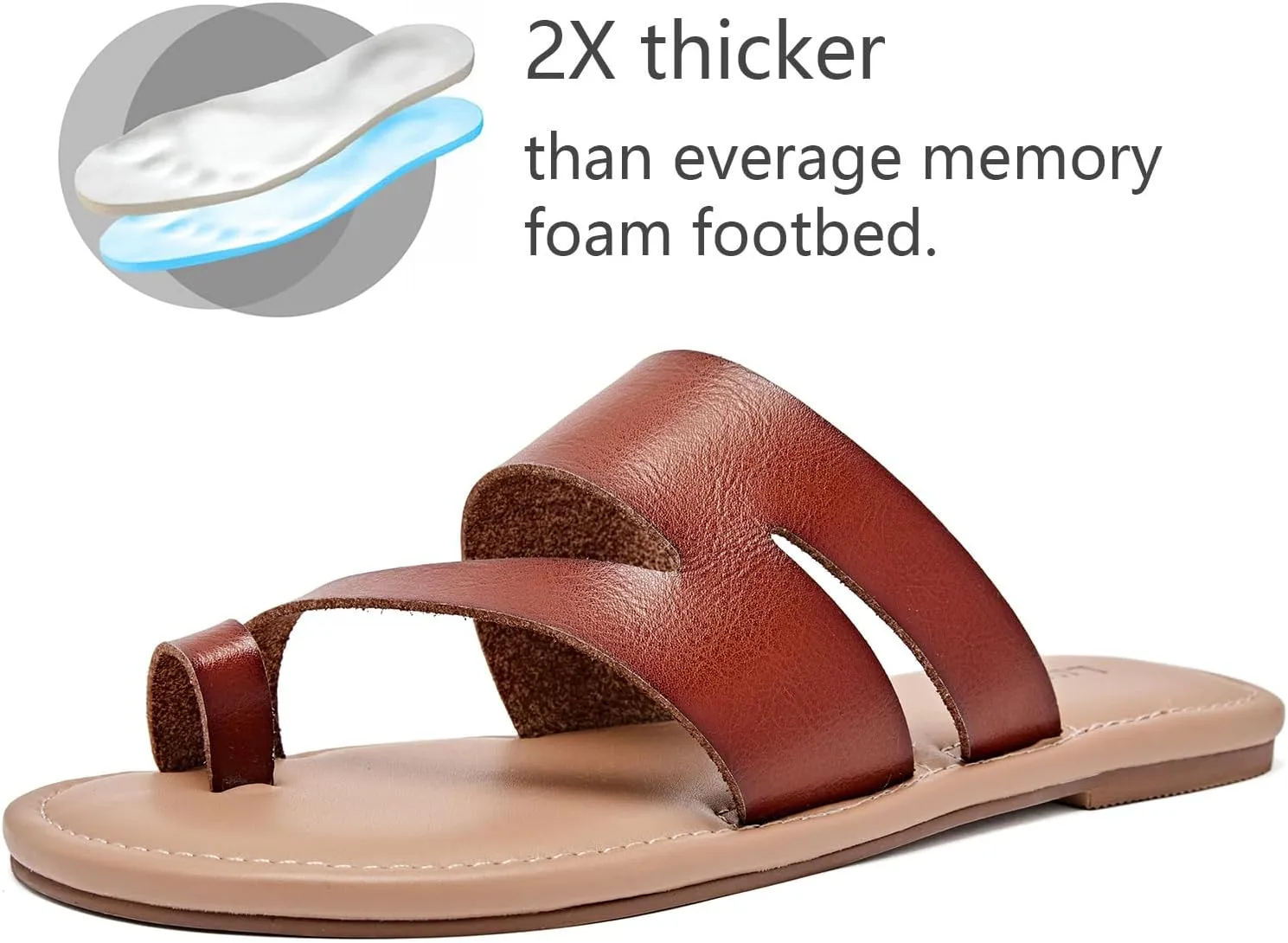 Luoika Women's Wide Width Flat Sandals, Flip Flop Slides Sandal Casual Strapy Sandal Slip on Summer Beach Shoes for Women.