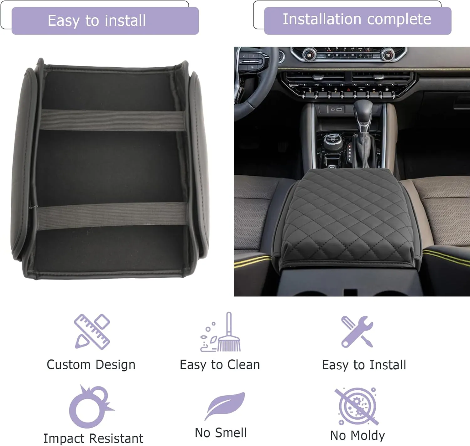 LUWU for 2024 2023 GMC Canyon Center Console Cover 2023 Canyon Armrest Cover Pad 2023 2024 GMC Canyon Accessories Center Console Pad Canyon Elevation/AT4/AT4X/Denali Armrest Console Cover Soft Leather