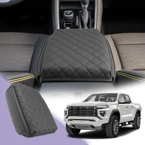 LUWU for 2024 2023 GMC Canyon Center Console Cover 2023 Canyon Armrest Cover Pad 2023 2024 GMC Canyon Accessories Center Console Pad Canyon Elevation/AT4/AT4X/Denali Armrest Console Cover Soft Leather