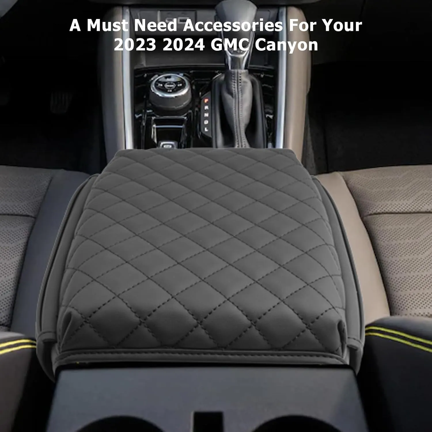 LUWU for 2024 2023 GMC Canyon Center Console Cover 2023 Canyon Armrest Cover Pad 2023 2024 GMC Canyon Accessories Center Console Pad Canyon Elevation/AT4/AT4X/Denali Armrest Console Cover Soft Leather