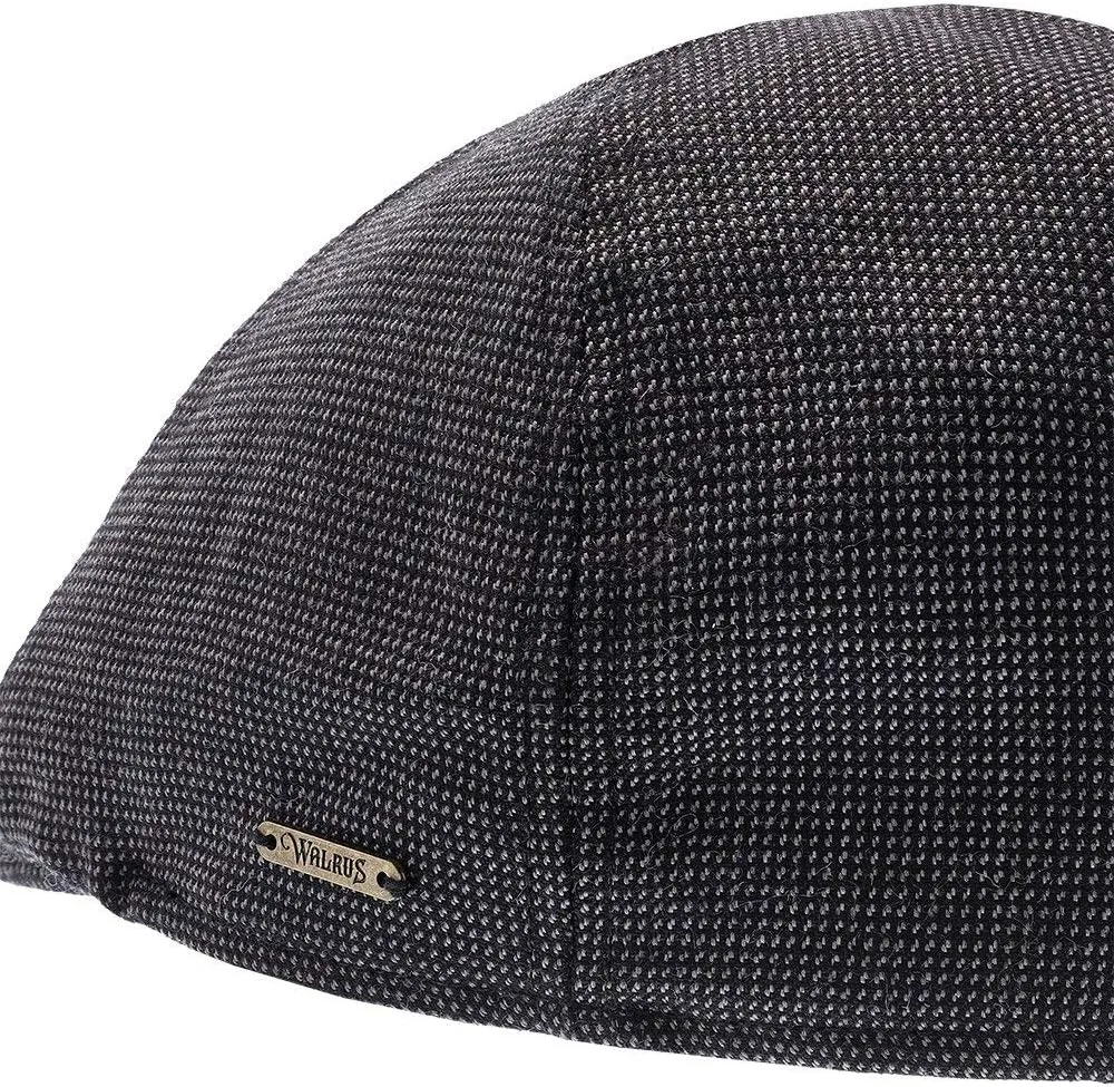 Luxe Check Duckbill Wool Flat Cap 6-Panel Modern Design Premium Cotton Suede Underbrim Stretchable Elastic Band