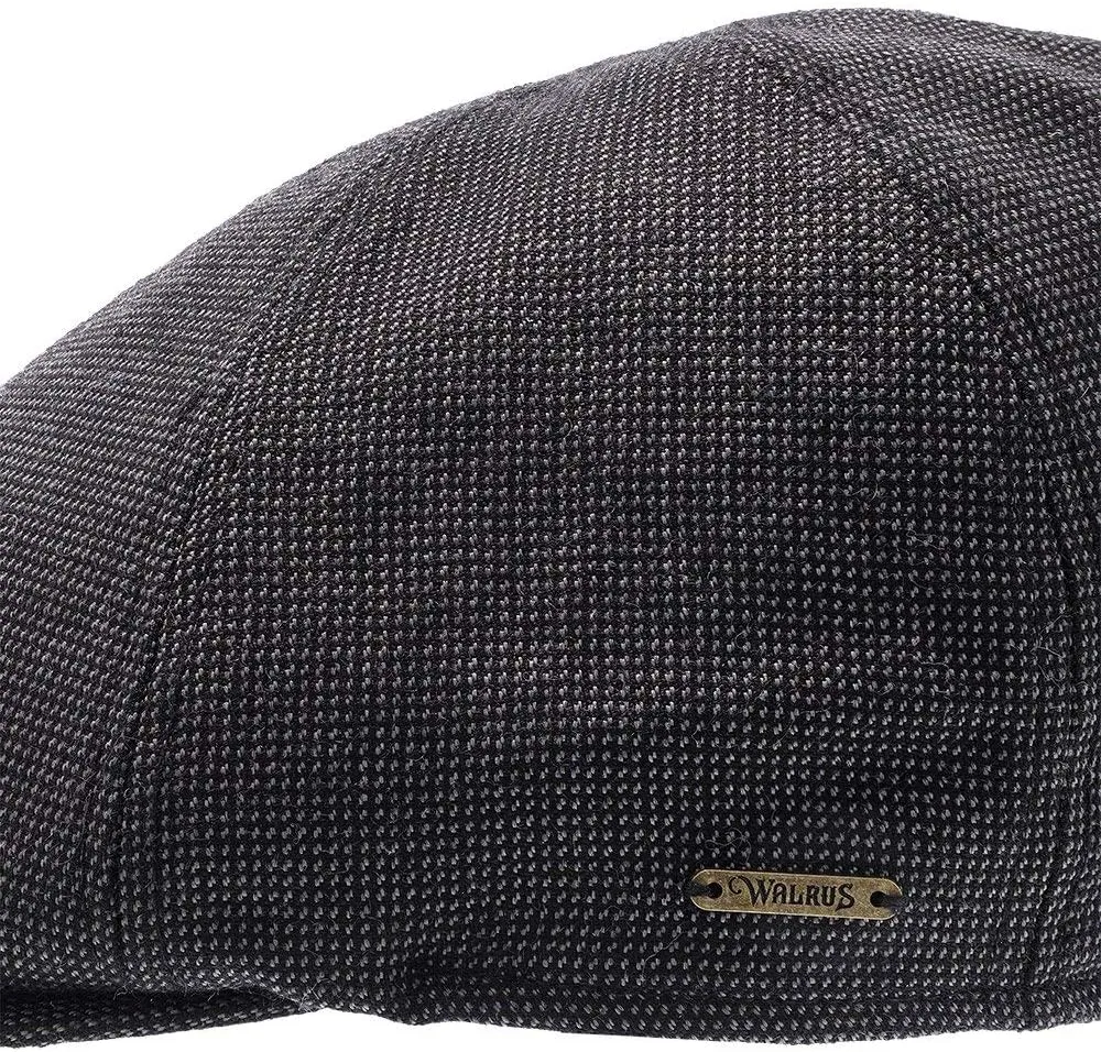 Luxe Check Duckbill Wool Flat Cap 6-Panel Modern Design Premium Cotton Suede Underbrim Stretchable Elastic Band