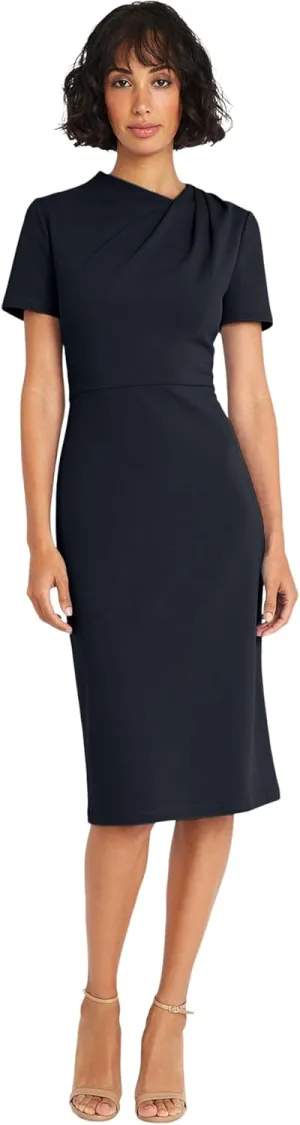 Maggy London Chic Asymmetric Crew Neck Short Sleeve Below The Knee Womens Dresses