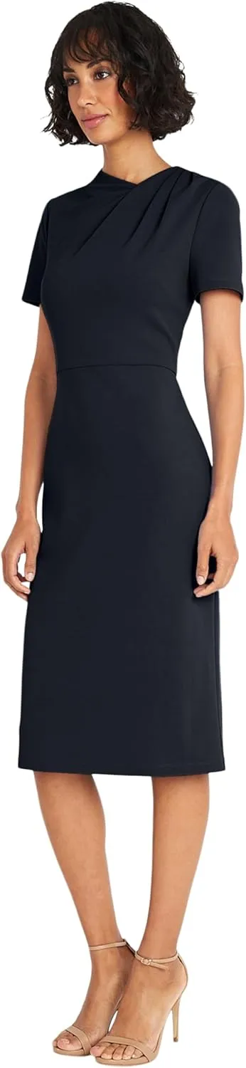 Maggy London Chic Asymmetric Crew Neck Short Sleeve Below The Knee Womens Dresses