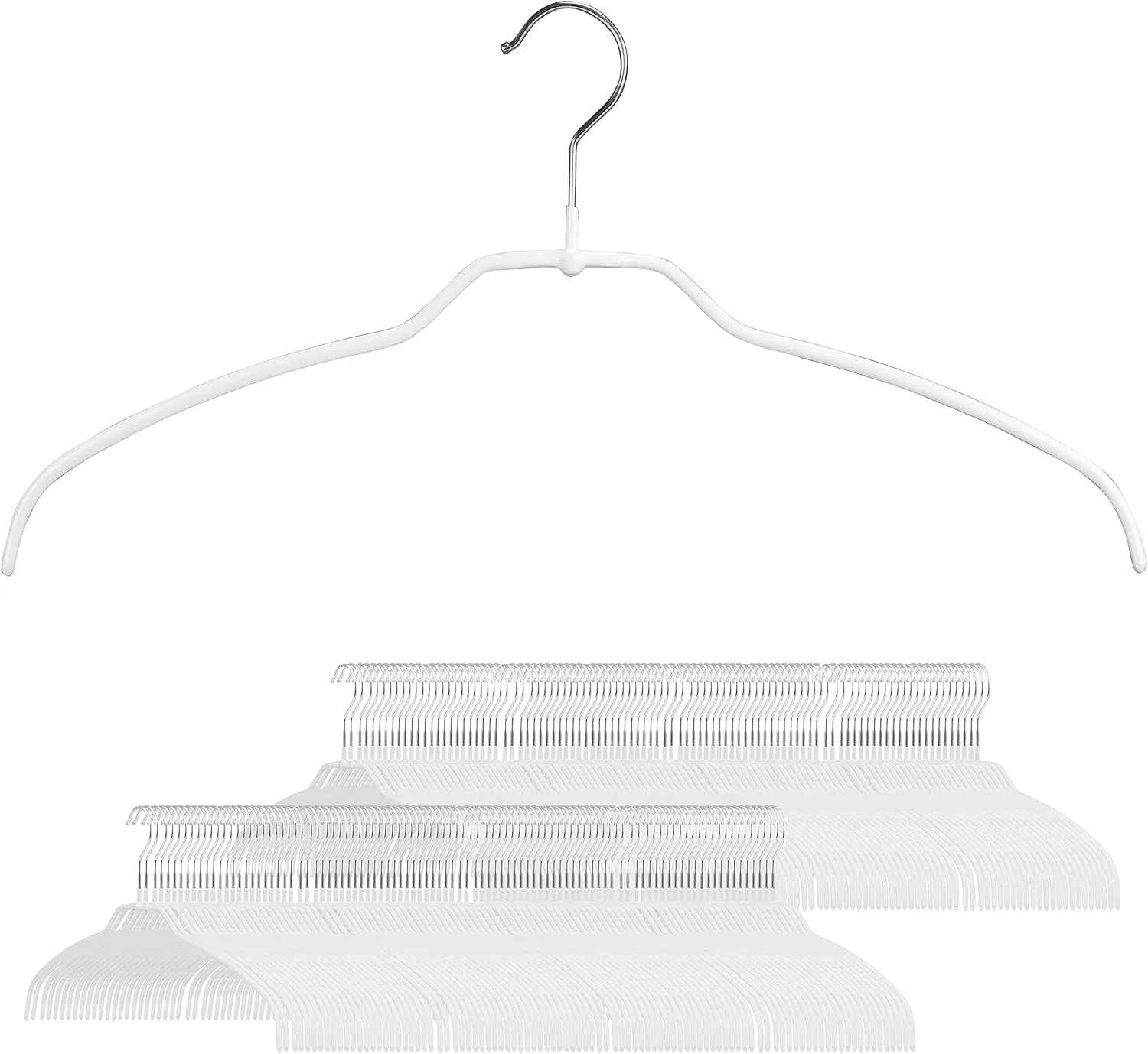 Mawa by Reston Lloyd Silhouette Ultra-Thin Series, Non-Slip Space Saving Shirt Hanger, Style 42/FT, Pack of 180, White