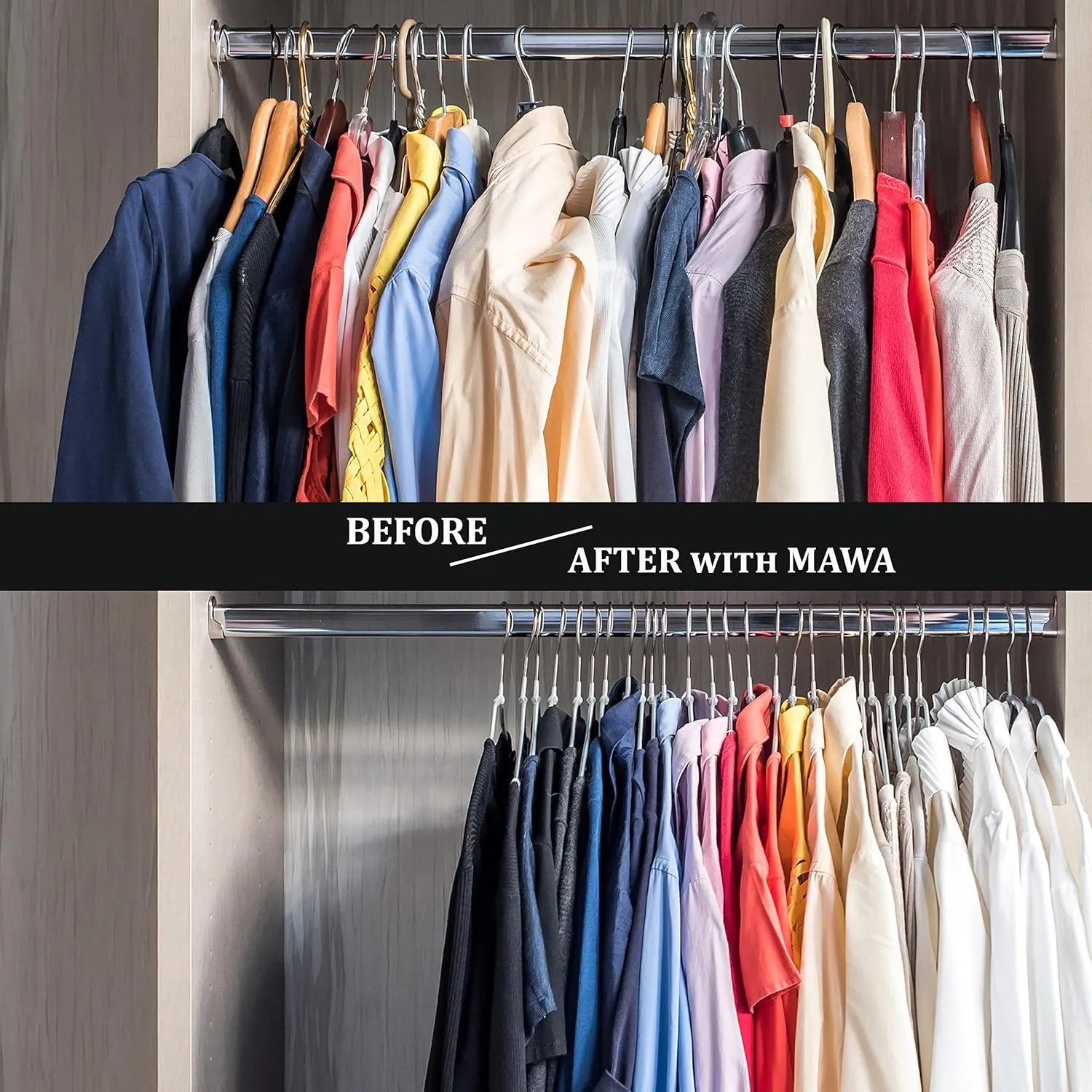 Mawa by Reston Lloyd Silhouette Ultra-Thin Series, Non-Slip Space Saving Shirt Hanger, Style 42/FT, Pack of 180, White