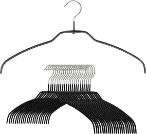 Mawa Reston Lloyd Silhouette Ultra-Thin Series, Non-Slip Space Saving Shirt Hanger, Style 42/FT, Pack of 24, Black, 24 Piece