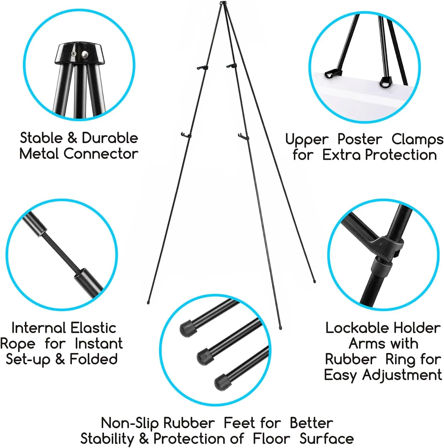 MEEDEN 6 Pcs Easel Stand for Painting and Display: 63" Art Metal Easel Sign Stand with Bag - Portable Foldable Instant Tripod Display Easel Stand for Wedding, Painting Canvas, Presentations, Posters