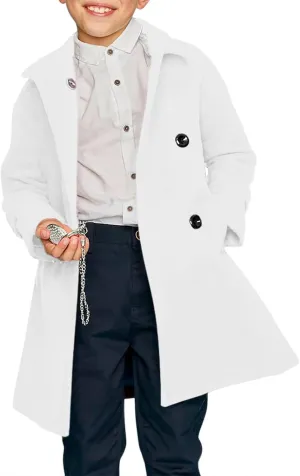 Meikulo Boys Double Breasted Pea Coat Kids Winter Notched Collar Overcoat 5-14 Years