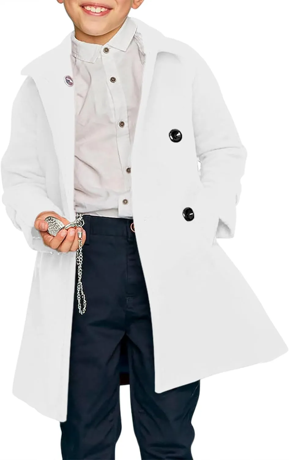 Meikulo Boys Double Breasted Pea Coat Kids Winter Notched Collar Overcoat 5-14 Years