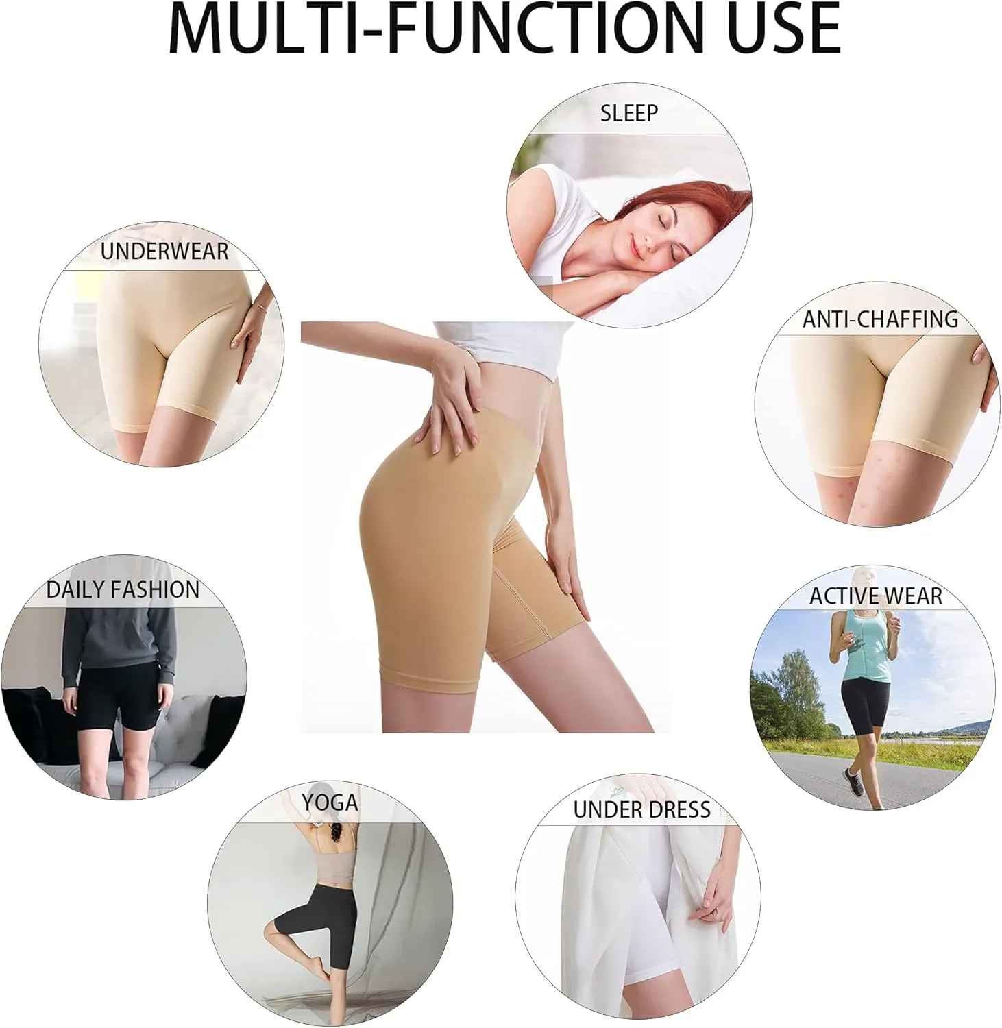 MELERIO Women's Slip Shorts, Comfortable Boyshorts Panties, Anti-chafing Spandex Shorts for Under Dress