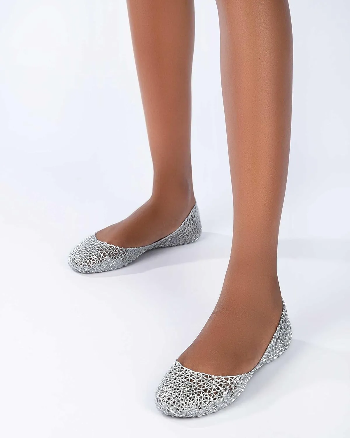 Melissa Campana Papel Flats for Women - Comfortable, Stylish & Flexible Slide-On Closed-Toe Jelly Flat Shoes with Hollow Interwoven Cut Out Design