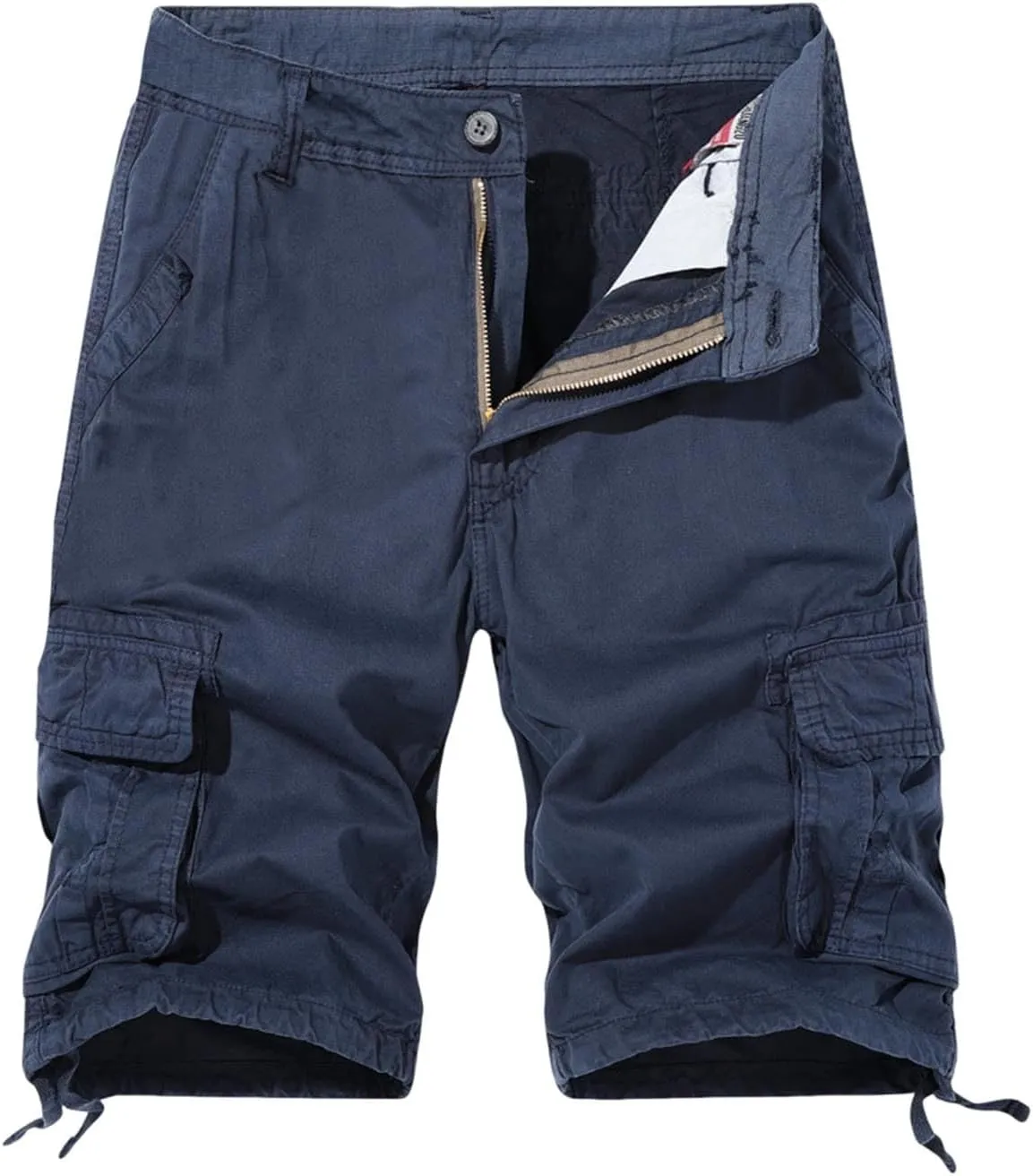 Men Classic Cargo Shorts, Comfy Breathable Athletic Workout Shorts Solid Color Casual Baggy Clothes with Multi Pockets