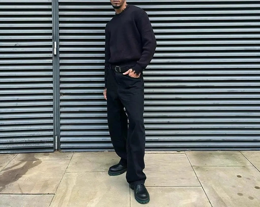 Men Y2k Skater Jeans Vintage Low Rise Baggy Straight Leg Jeans Casual Stretch Loose Fit Denim Pants Streetwear