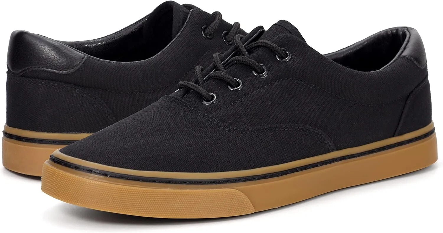 Men's Black Classic Low Top Shoes Canvas Fashion Sneaker with Soft Insole Causal Dress Shoes for Men Comfortable Walking Shoes