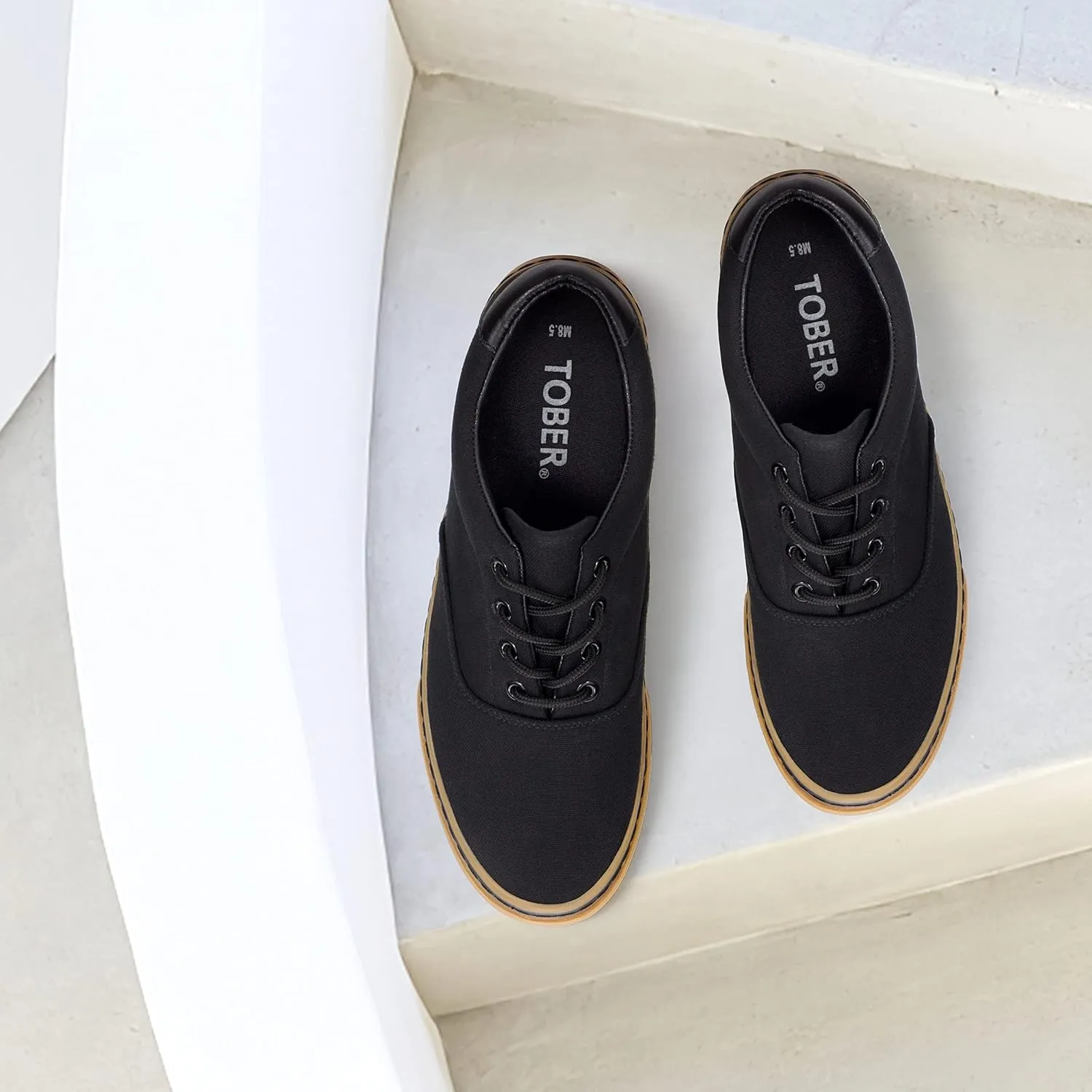 Men's Black Classic Low Top Shoes Canvas Fashion Sneaker with Soft Insole Causal Dress Shoes for Men Comfortable Walking Shoes